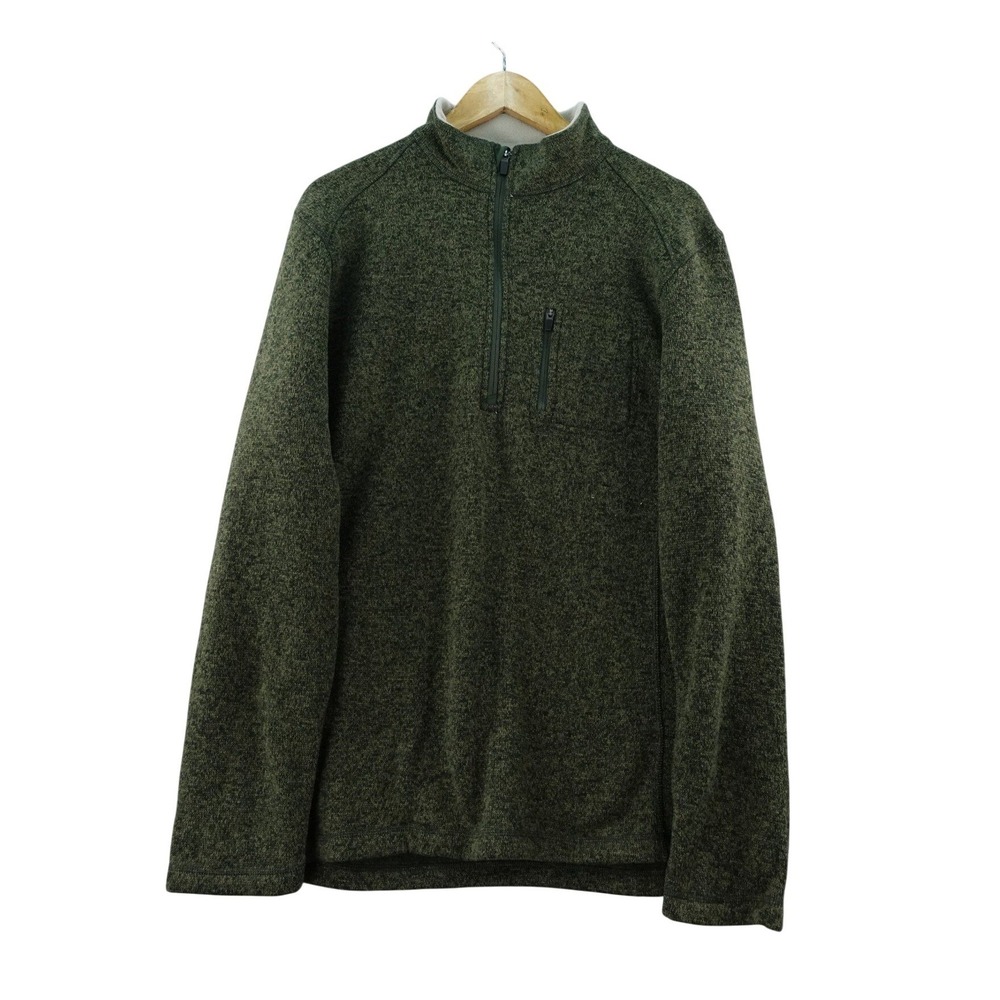 Woolrich Mens‎ XL 1/4 Zip Pullover Fleece Olive Green Mock Neck Sweater